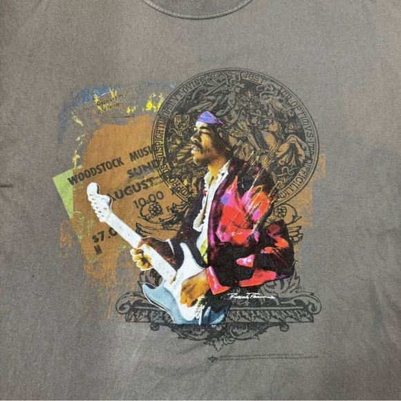 2007 Jimi Hendrix Woodstock Graphic Gray Short Sleeve T-Shirt Large - Picture 2 of 8
